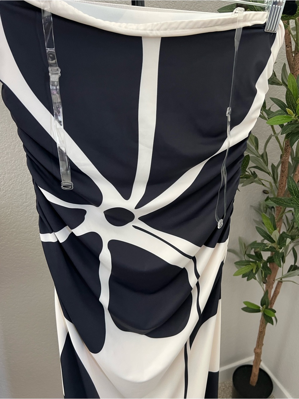Commense Strapless Black and White Floral Maxi Dress Small - Picture 5 of 7